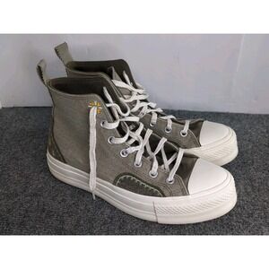 Converse Chuck Taylor All Star Woman Green Autumn Embroidery Shoes 9.5 Platform